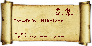 Dormány Nikolett névjegykártya